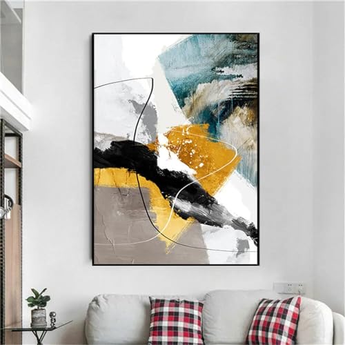 Art mural coloré abstrait haut de gamme peinture à l'huile encadrée 80x117 cm pour salon moderne