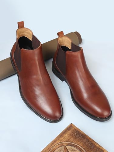 Image of Carlton London Classic Slip-On Ankle Chelsea Boots for Men