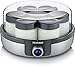 SEVERIN Yogurtera digital, mini yogurtera con 5 programas automáticos incluidos para hacer yogur casero, con 7 tarros con tapa, sin BPA, acero inoxidable cepillado/negro, JG 3521