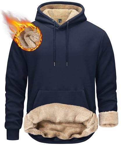 KEFITEVD Herren Sweatshirt Kapuzenpullover Schwergewichtige Fleece Sweatshirts für Männer Sportliche Kapuzenpullover für Männer Pullover Sweatshirt