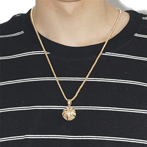 tenghong2021 14k Basketball Pendant Necklace Stainless Steel Necklace Sports Hiphop Necklace Basketball Pendant Necklace I Love Basketball Necklace for Men2