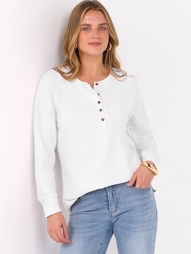 Image of ANRABESS Women's Waffle Knit Henley Top Long Sleeve Shirts