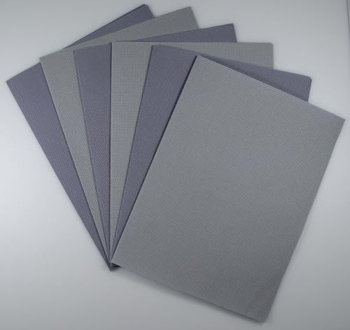 Image of KCS 6 pc of 12 inch x 18 inch(30cmx45cm) 14CT Counted Cotton Aida Cloth Cross Stitch Fabric (Light Grey+Light Steel Grey)