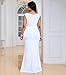 dasmzper Women’s Sequin Evening Gown – Elegant Sleeveless V Neck Mermaid Formal Maxi Dress for Wedding, Prom or Party White