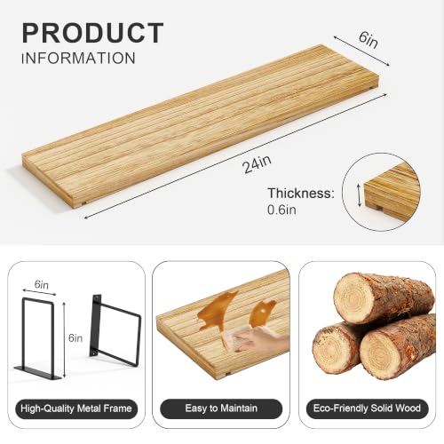 Image of Floating Shelves, 24 In Bookshelves for Room Wall, Shelves on Wall (Wooden)