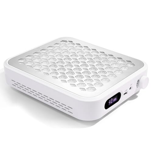 CHRISTINE SHELLY Nail Dust Collector, Rechargeable Dust Vacuum Vent with Reusable Filter Extractor Fan Powerful Suction Wireless Manicure Machine for Professional Nails Drilling Polishing Salon