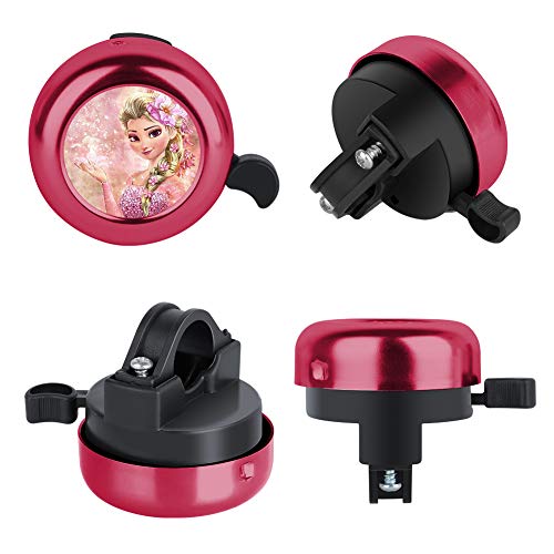 Cuwana Bike Bell Aluminum Princess Cartoon Cute Bicycle Bell Loud Clear Sound Bike Accessories For Adults Kids Girls Boys Women(Pink) #TOP1