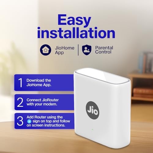 Image of Jio AX6000 Universal Wi-Fi 6 Router, Dual Band, Mesh Ready, Gaming Router, Upto 6 Gbps Speed, 8K Streaming, WPA3 Advanced Security, MU-MIMO, OFDMA, Wide Coverage, Easy Setup, JioHome App (JIDU6801 IN)