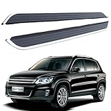 Black with Silver Running Boards Compatible with VW Tiguan L 2017-2024 Side Step Bars Board Pedals Foot Rails Aluminum Anti Slip