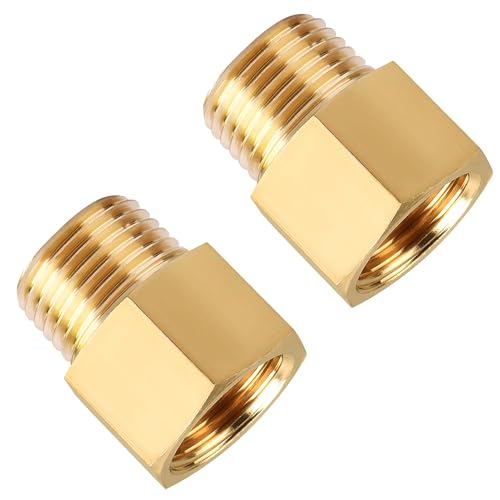 Brass Pipe Fittings, SUNGATOR 1/2 Inch Male x 1/2 Inch Female Pipe Fitting Adapters, 1/2'' NPT Male to Female Adapter, 1/2'' Brass Extension Connectors for Shower Head, Pack of 2