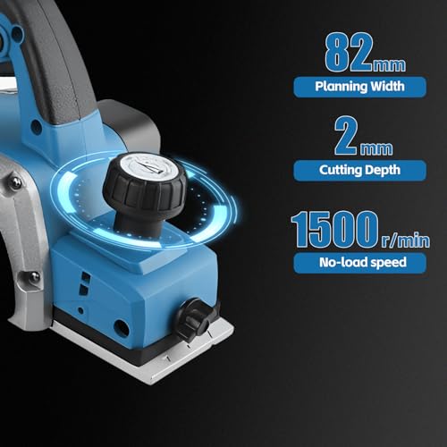 Akku-Hobel kompatibel mit Makita 18V-Akku (82mm, ohne Akku/ohne Ladegerät), 20.000 U/min, Bürstenloser Moto, Elektrischer Hobel für Die Holzbearbeitung, Blau