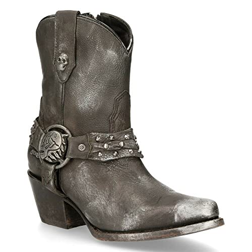 New Rock Damen Boots WSTM005-S1 Schwarz 100% Leder Cowboy Western...