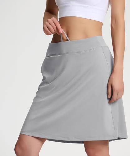 Image of Yogipace Women's 4 Pockets UV Protection 20 inch Modest Knee Length Skirt Athletic Running Golf Tennis Skort Zippered Pockets