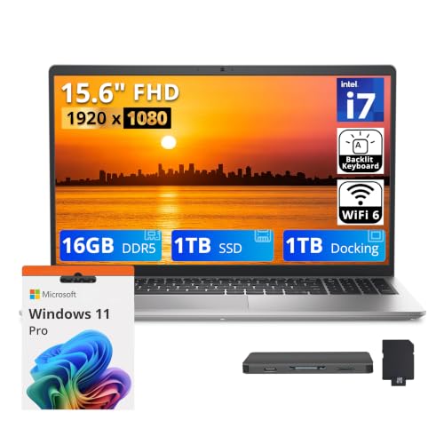 Dell 15.6�C���` FHD �r�W�l�X�m�[�g�p�\�R���AIntel 10�R�A i7-1355U �ő�5GHz�A16GB DDR5 RAM�A2TB�X�g���[�W (1TB SSD+1TB�h�b�L���O�X�e�[�V����)�AIntel UHD�O���t�B�b�N�X�A�o�b�N���C�g�L