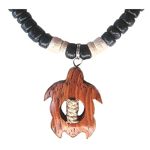Zero Gravity Hawaii Hawaiian Turtle Black Coconut Bead Koa Wood Pendant