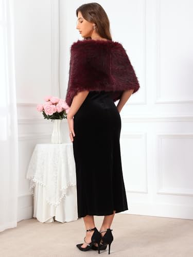 Women's Faux Fur Shrug for Wedding Bridal Wrap Shawl Cape — 사진 4