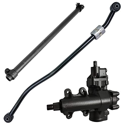 Detroit Axle - Power Steering Gearbox + Track Bar (New) + Tie Rods + Adjusting Sleeve Replacement For 1999-2004 Jeep Grand Cherokee - 7Pc Set #TOP2