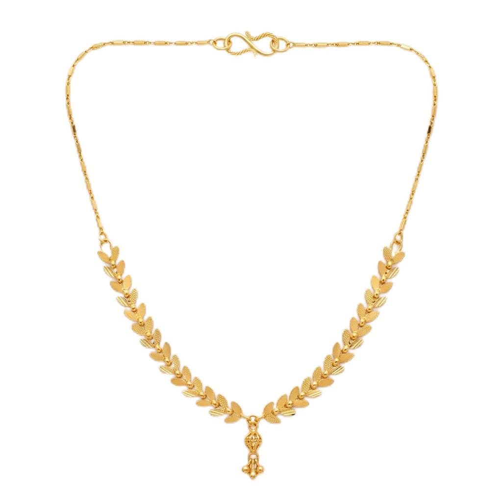 Elegant Gold Leaf Pattern Necklace with Pendant-picture-25