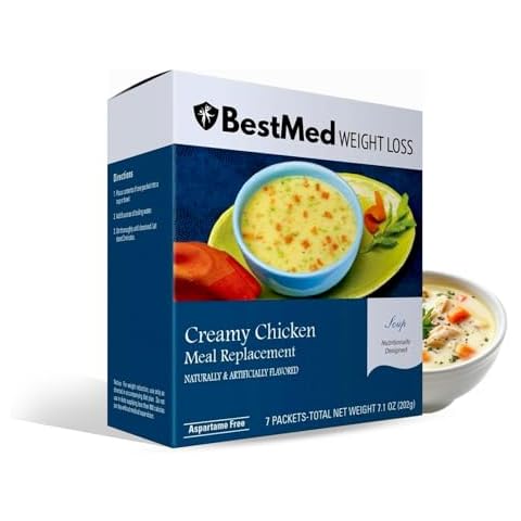 BestMed Weight Loss High Protein Soup | Creamy Chicken | 15g Protein, Low Calorie, Low Fat, Low Sugar | Bariatric-Friendly, Aspartame-Free, Gelatin-Free | Meal Replacement Soup | 7/Box Cover