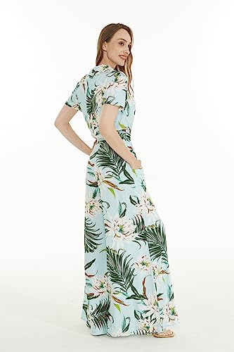 Image of Wispy Cereus Light Blue Family Matching Hawaiian Clothes | Family Matching Outfits • Soft Rayon Fabric • Tropical Floral Print • Vacation Ready • Luau Party Wear