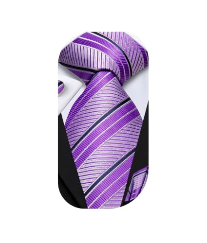 Image of Hi-Tie Men's Tie Sets Silk Paisley Striped Necktie Pocket Square Cuff-links Sets Wedding Business Holiday