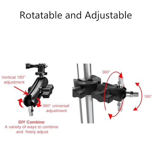 Image of 1 inch Ball Mount with M6 x 1.0mm Threaded Post Compatible with RAM Mounts Socket Arm in B Size for Action Camera /GPS /Bike /Motorcycle /ATV Phone Holder /Rearview Mirror (Black 1)