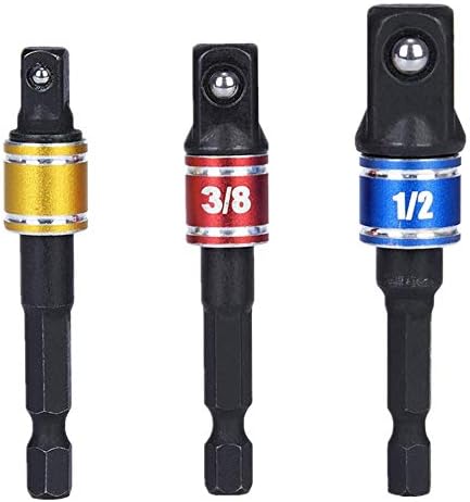 3 Pcs Cr-V1/4"3/8"1/2" Hex Shank Bit Square Nut Driver Set Power Drill Cordless Impact Sockets Bit Set Adapter,Socket Wrench Set Ratchet Extension,Impact Driver Bit Set