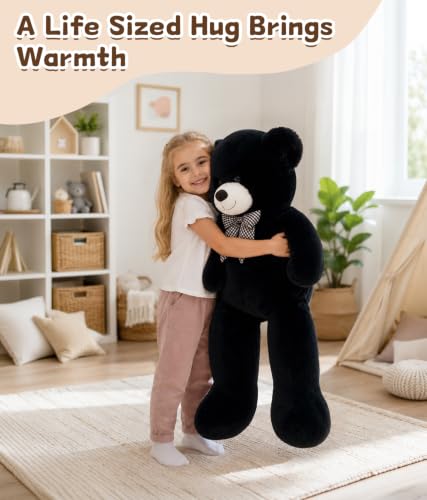 Image of MaoGoLan 39 inch Black Teddy Bear Stuffed Animal,Fluffy Plush Gift for Kids