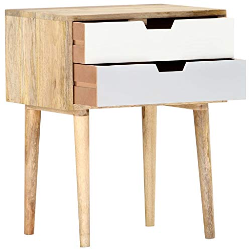 Goliraya Mesita de Noche de Madera Maciza de Mango 47x35x59 cm