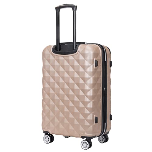 Image of Kenneth Cole REACTION Diamond Tower Collection Lightweight Hardside Expandable 8-Wheel Spinner Travel Luggage, Rose Champagne, 24-Inch Checked