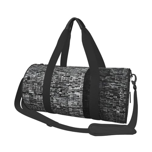 Sac de voyage rond imprimé gris abstrait multi-compartiments léger