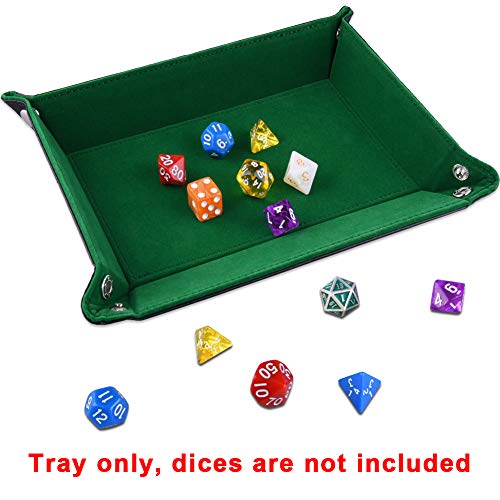 SIQUK Double Sided Dice Tray Folding Rectangle PU Leather and Dark Green Velvet Dice Holder by SIQUK - Image 4