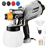 Paint Sprayer, 1000W HVLP High Power Spray Paint Gun with 1200ml High Capacity Container, 4 Nozzles and 3 Patterns, Easy to Clean, for Furniture, Cabinets, Fence, Walls, Door, Garden Chairs