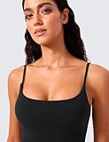 CRZ YOGA Butterlift Women's Scoop Neck Longline Sports Bra - U Back Adjustable Straps Workout Yoga Crop Top with Built in Bra Black 8 - Image 5