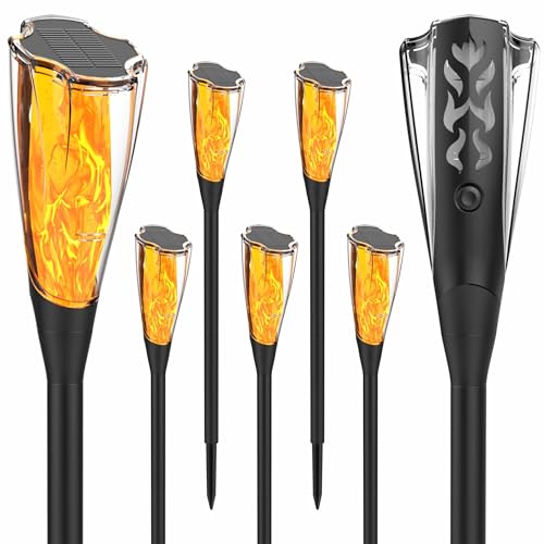 Ultrazar Solar Lights Outdoor Garden, 6 Pack Tall Solar Flickerin...