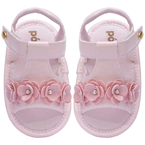 Sandalinha Infantil Feminina Sapato Bebê Leve E Macio 01.18 (P, Rosa)