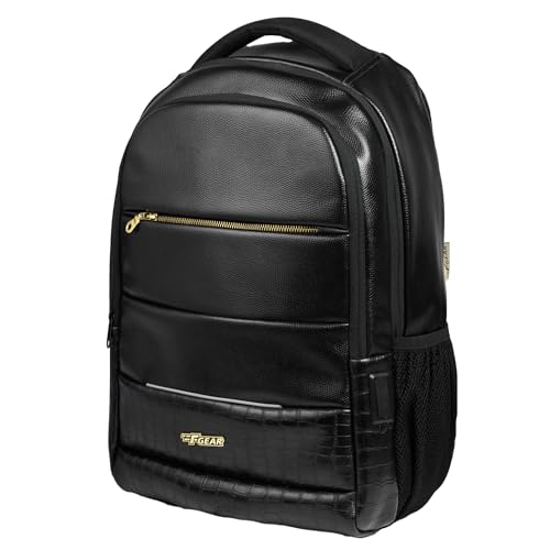F Gear 30 Litres Zurich Blk Vegan Lthr Laptop Backpack With Usb Charging Port Luggage Strap & Raincover|Lightweight Business Bag For Office College & Travel|Fits 17"|2 Bottle Holders|Unisex - Black (B0CWTR1WN1) Amazon Price History, Amazon Price Tracker