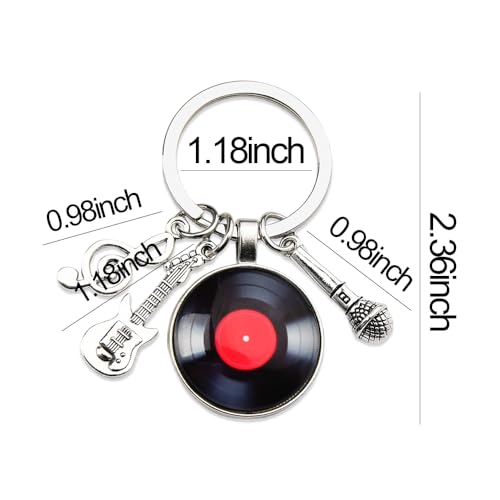 Xiyantiji Vinyl Record Keychain for Music Lovers - Cool Punk Birthday Christmas Gifts for Musicians Composers - Guitar & Music Note Pendant Key Chain