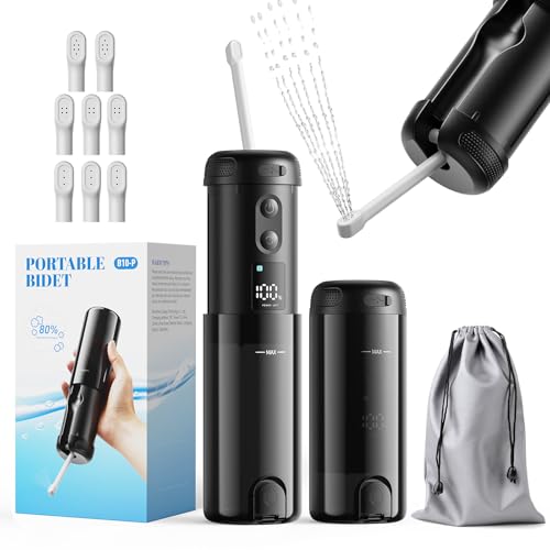 Peri Bottle for Postpartum Care-250ml Portable Bidet for Travel with 5 Sprayer Modes, 2000mAh Rechargeable Electric Bidet with 8 Replaceable Nozzles for Perineal Care & Post-Surgery Care (Black)