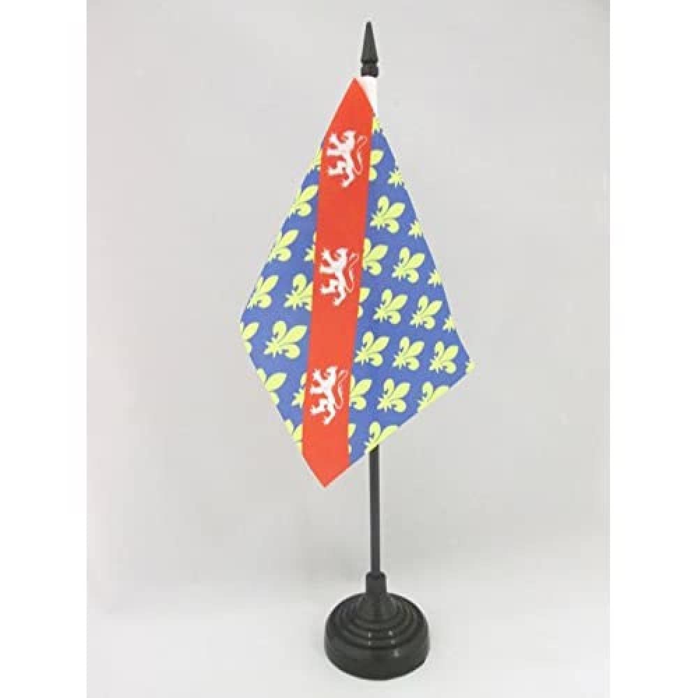 AZ FLAG - French Province of Marche Table Flag 4'' x 6'' - County of Marche Office Mini Banner 100% Polyester 15 x 10 cm - Mini Desk Flag with 10'' Pole and Black Plastic Base