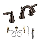 Moen T6620ORB Brantford Two-Handle Low-Arc Widespread Bathroom Faucet Oil-Rubbed Bronze with Moen...