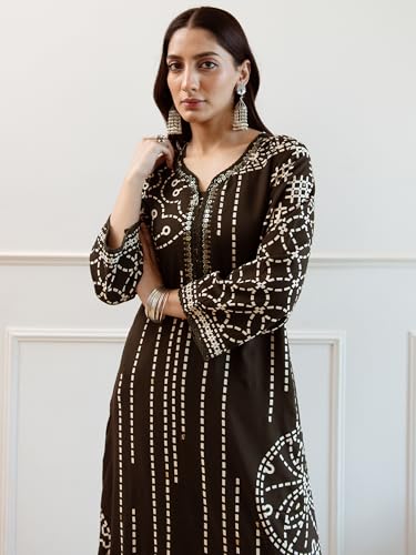 Image of INDO ERA Women's Green Viscose Rayon Printed Straight Kurta & Pant Set (IEOUT6940)