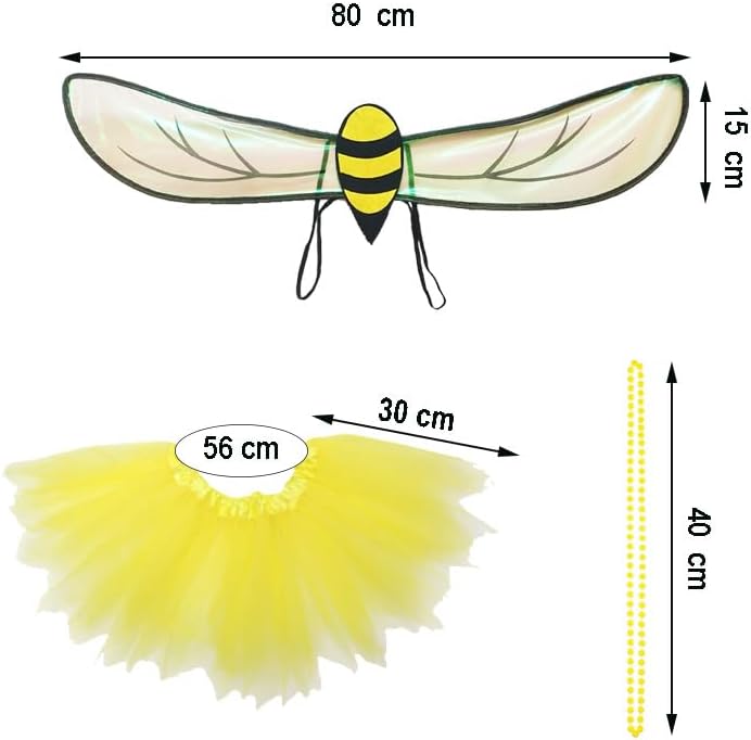 Bee Costume Accessories Kit for Women Bumblebee Wings Headband Glasses Tutu Skirt for Halloween Birthday Cosplay - Image 5