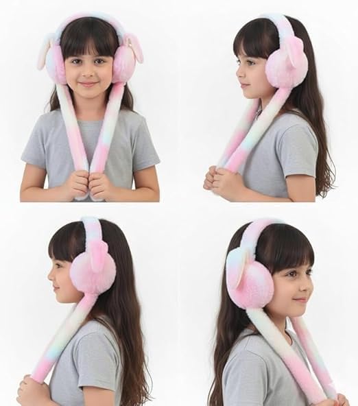Ficzny Winter Bunny Ear Earmuffs for Kids Girls & Women, Cute Rabbit Ear Plush Earmuffs, Soft Faux Fur Warm Ear Muffs, Cozy Winter Ear Warmers for Cold Weather Outdoor Use.-image-47