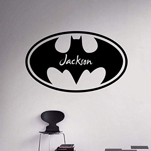 Sticker Mural Batman Vinyle Personnalisé Autocollant N'Importe Quel Nom Home Decor Amovible Decor Wall Art58X35Cm