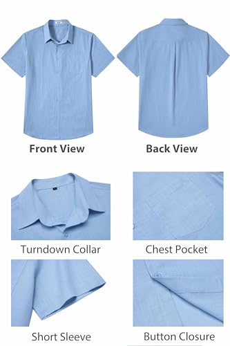 Image of COOFANDY Men's Button Down Short Sleeve Shirt Casual Cotton Summer Beach Wedding Linen Shirts with Pocket