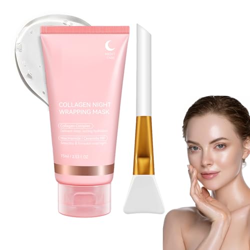 Mascarilla Facial de Colágeno, Mascarilla de Noche de Colágeno, Máscara de Colágeno Overnight, Mascarilla Facial De Colágeno Para Envolver Durante La Noche, para el Cuidado de la Piel Seca Hidratación