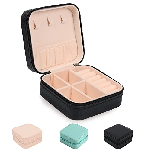 Kleine Schmuckkästchen, JARAGAR Tragbare Reise Schmuckaufbewahrung Leder Mini Reise Schmuckkasten für Ringe Ohrringe Halskette Armbänder Schmuck Geschenk für Frauen Mädchen Cover