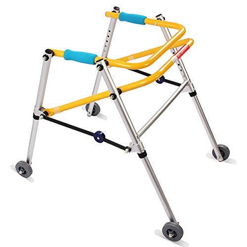 Children's Wheeled Walker,Cerebral Palsy Walker Aluminum Alloy Adjustable Height Foldable and Lightweight Pulley