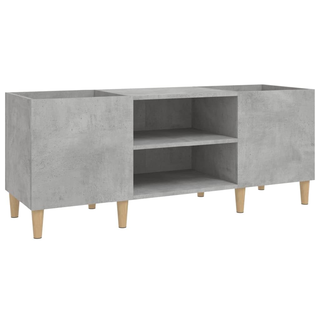 Mobile Porta Dischi Grigio Cemento 121x38x48 Legno Multistrato,Supporto per Giradischi,Supporto per Giradischi in Legno, Supporto per Giradischi con Spazio di archiviazione